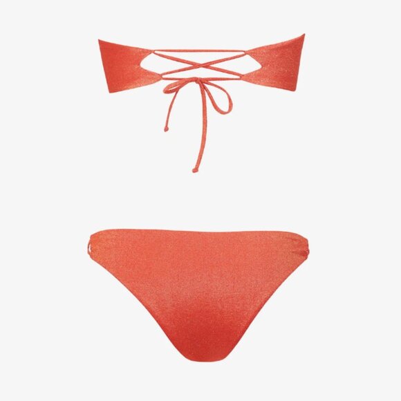 Sara Cristina Hava Bikini with Bandeau Top and Bottom in Shiny Orange Size XS - Picture 16 of 16